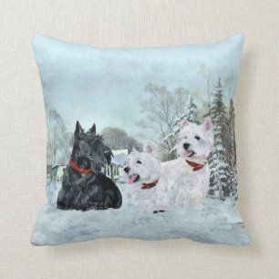 Scottie and Westies - Terrier Winter Pillow Kissen