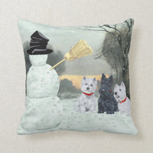 Scottie and Westies - Terrier Winter Pillow Kissen