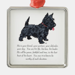 Scottie-Andenken-Ornament - MÄNNLICH Silbernes Ornament
