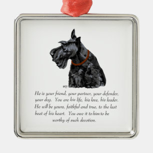 Scottie-Andenken-Ornament - MÄNNLICH Silbernes Ornament
