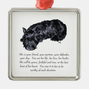 Scottie-Andenken-Ornament Silbernes Ornament