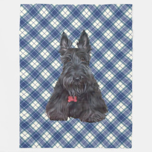 Scottie auf Tartan Fleecedecke