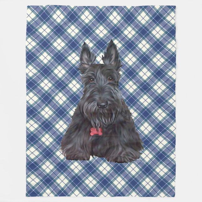 Scottie auf Tartan Fleecedecke (Vorderseite)