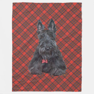 Scottie auf Tartan Fleecedecke