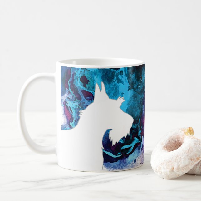 Scottie Customizable Watercolor Silhouette Tasse B (Mit Donut)