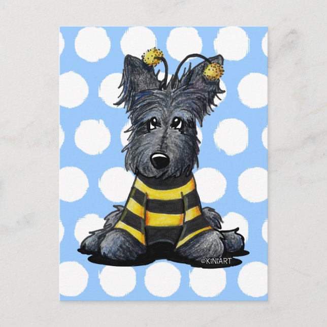 Scottie Dog Bee Postkarte (Vorderseite)