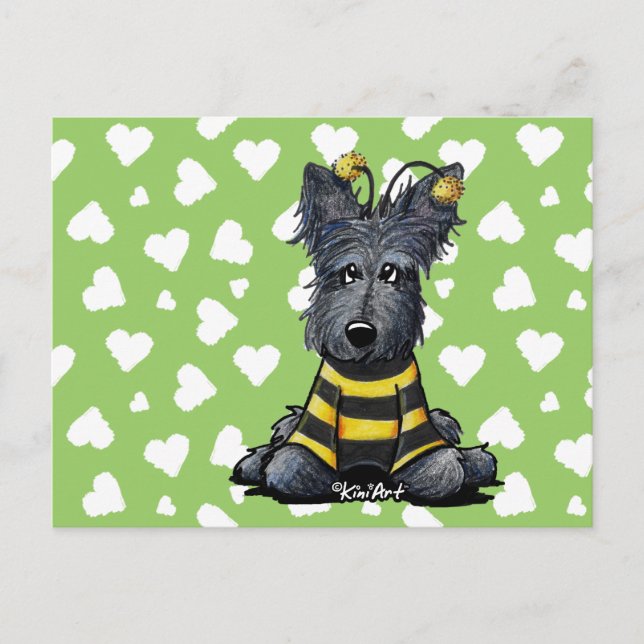 Scottie Dog Bee Postkarte (Vorderseite)