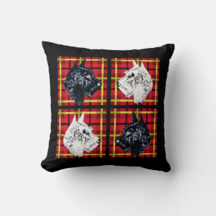 Scottie dog black and white red kariert Scottish Kissen