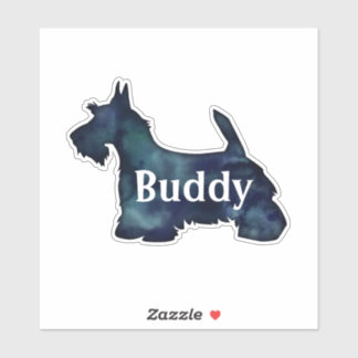 Scottie Dog Black Watercolor Silhouette mit Text Aufkleber