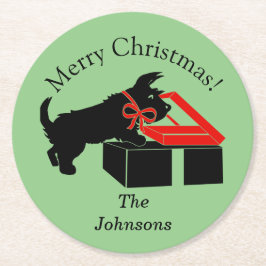 Scottie Dog Christmas Paper Party Drink Coasters Runder Pappuntersetzer