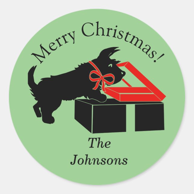 Scottie Dog Christmas Umschlag Aufklebers Stickers (Vorderseite)