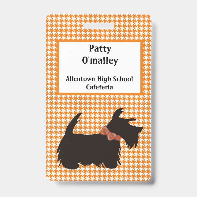 Scottie dog Dog Name Abzeichen, name tag Ausweis (Vorderseite)