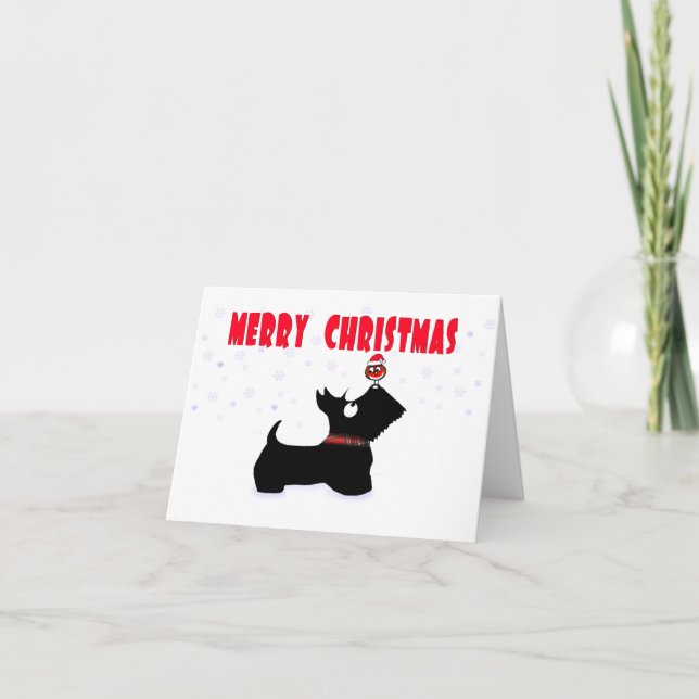 Scottie Dog "Frohe Weihnachten" Karte (Vorderseite)