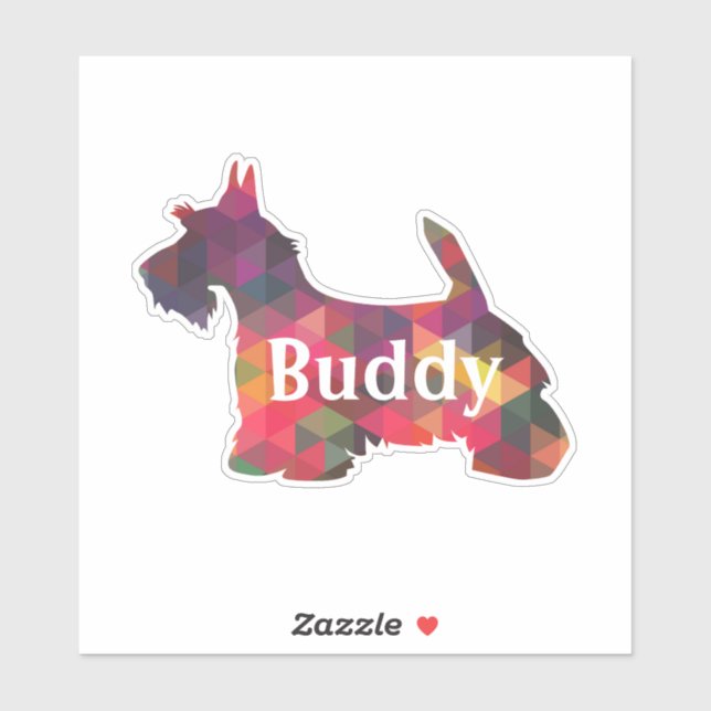 Scottie Dog Geometric Muster Silhouette mit Text Aufkleber (Blatt)