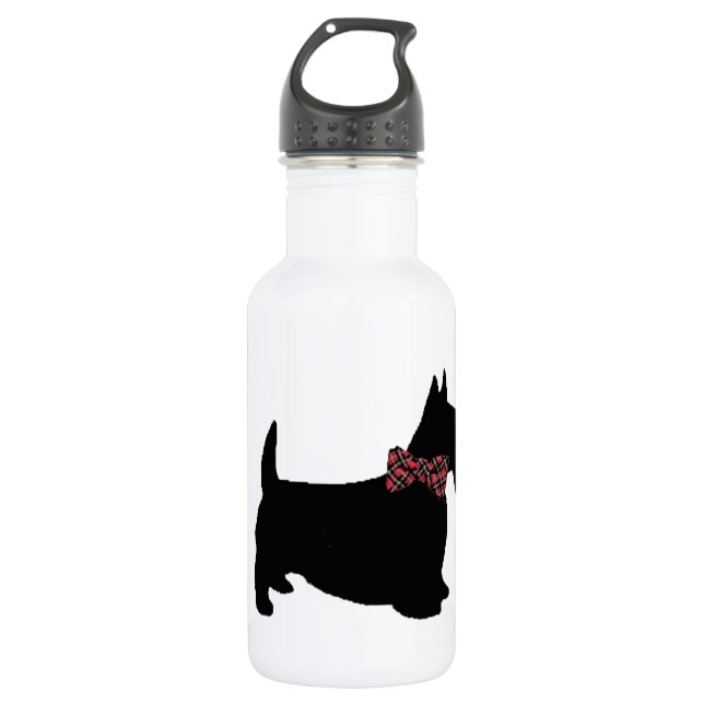 Scottie Dog Kariert Bow Krawatte Edelstahlflasche (Vorderseite)