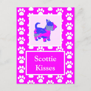 Scottie Dog Kisses Silhouette in Niedlichem Rosa & Postkarte