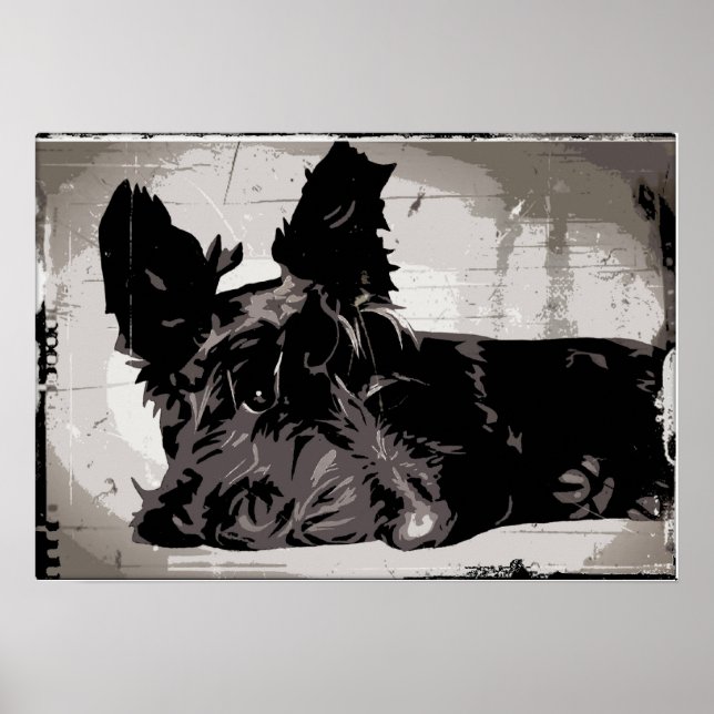 Scottie dog mit urbanem Hintergrund Poster (Vorne)