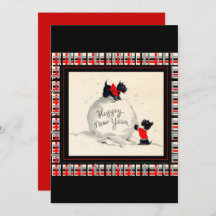 Scottie Dog New Years Invitation flat card