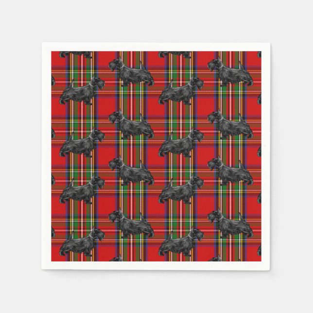 Scottie Dog on Red Scottish Tartan Serviette (Vorderseite)