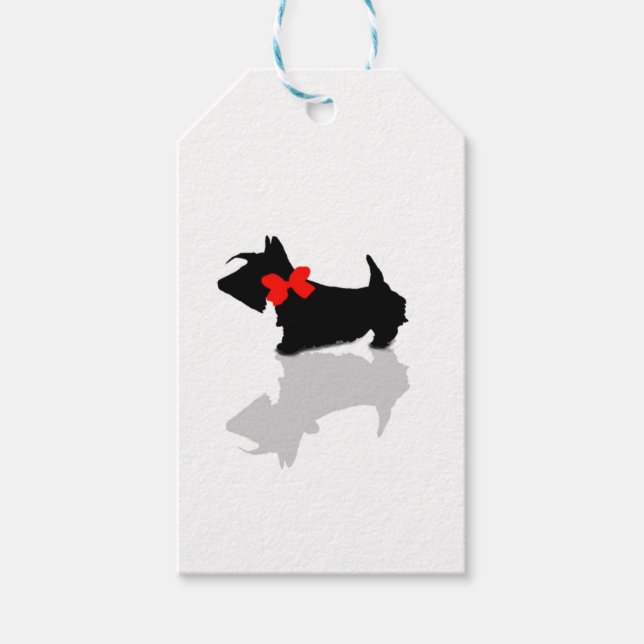 Scottie Dog Red Bow Tag Geschenkanhänger (Vorderseite)