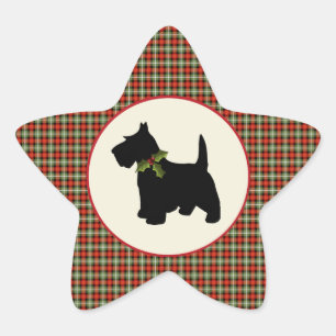Scottie Dog Scotch Kariert Weihnachten Stern-Aufkleber