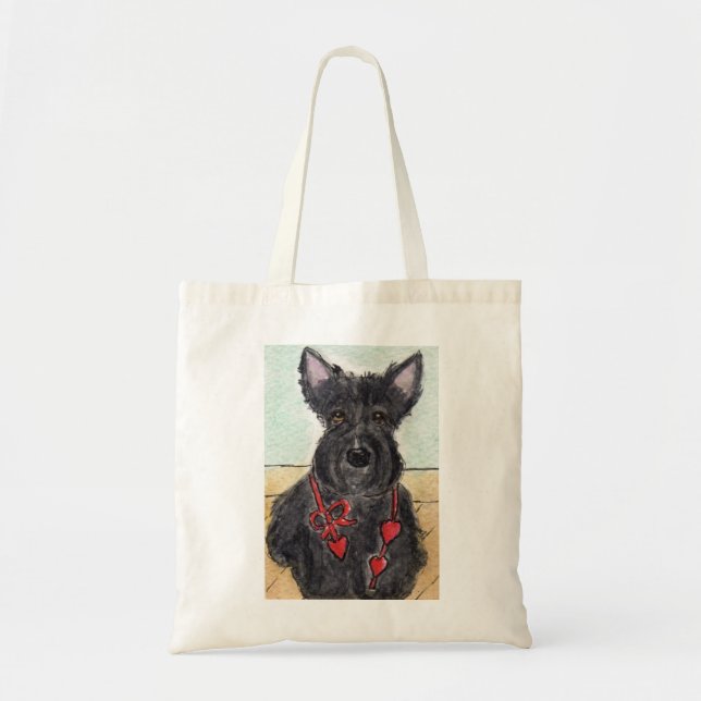 Scottie Dog Scottish Terrer Bag birthday painting Tragetasche (Vorne)