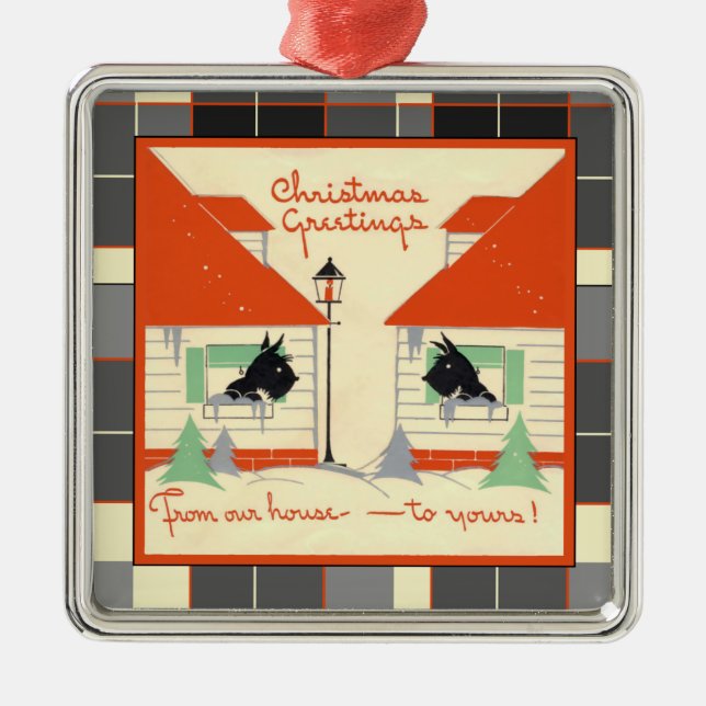 Scottie Dog, Scottish Terrier Merry Christmas Ornament Aus Metall (Vorne)