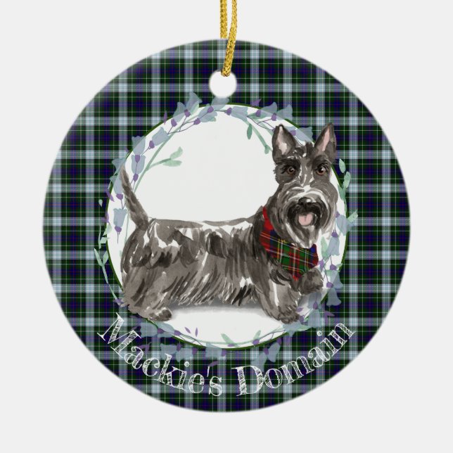 Scottie Dog Tartan Christmas Keramik Ornament (Vorne)