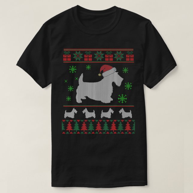 Scottie Dog Ugly Christmas Sweater Geschenk für Hu T-Shirt (Design vorne)
