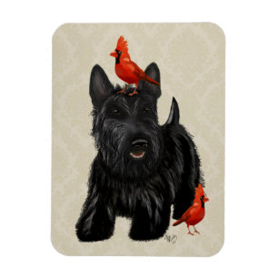 Scottie Dog und Rote Vögel Magnet