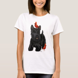Scottie Dog und Rote Vögel T-Shirt