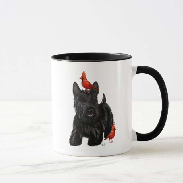 Scottie Dog und Rote Vögel Tasse (Rechts)