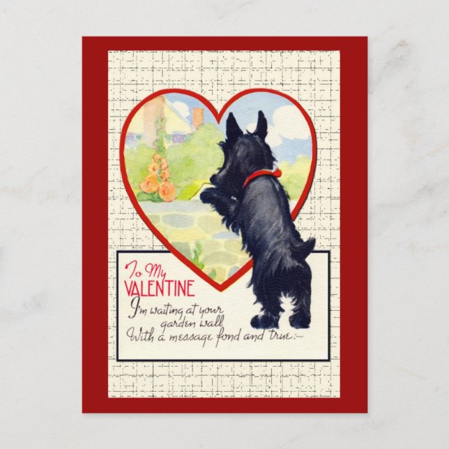 Scottie dog Valentine Scottish Terrier Feiertagspostkarte (Vorderseite)