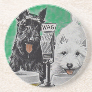 Scottie dogs Blackie and Whitie im Radio Untersetzer