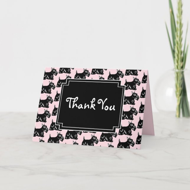 Scottie Dogs Light Pink and Black Danke Card (Vorderseite)