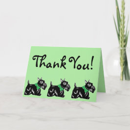 Scottie Dogs with Bows Green Danke Card