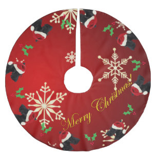 Scottie-frohe Weihnachten Polyester Weihnachtsbaumdecke