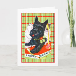 Scottie Hund Frohe Weihnachtskarte mit karierten Feiertagskarte