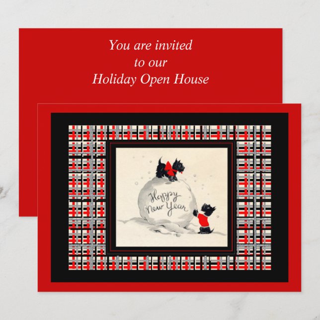 Scottie Hund Neujahrs-Open-House Einladung (Vorne/Hinten)