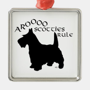 Scottie-Hund-Silhouette-Ornament Silbernes Ornament