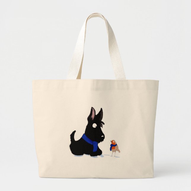 Scottie-Hund u. Robin Jumbo Stoffbeutel (Vorne)