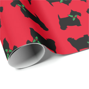 Scottie Hund und Holly Pattern Geschenkpapier