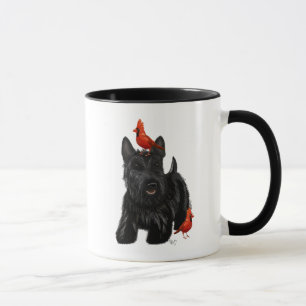 Scottie-Hund und rote Vögel Tasse