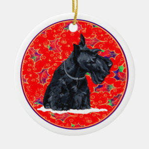 Scottie-Hund-Weihnachtsbaumschmuck Keramik Ornament