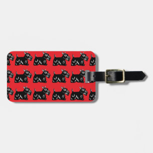 Scottie Hunde Red and Black Pattern Luggage Tag Gepäckanhänger