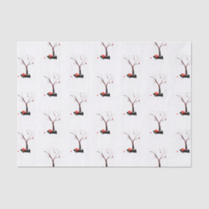 Scottie-Hunde und Robin im Winter saisonal Seidenpapier