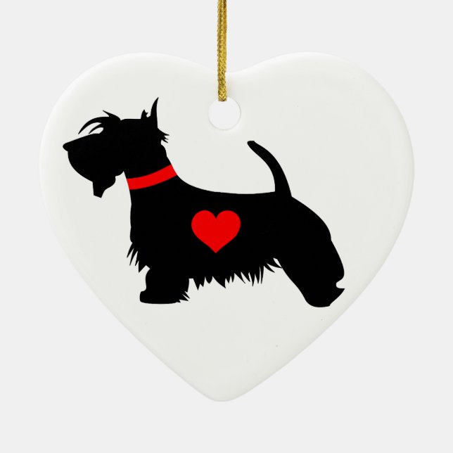 Scottie-Hundeherz-Verzierung Keramikornament (Hinten)