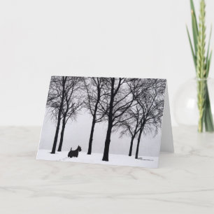 Scottie in schneebedecktem Wald Feiertagskarte