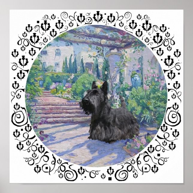 Scottie in Springtime Garden Poster (Vorne)