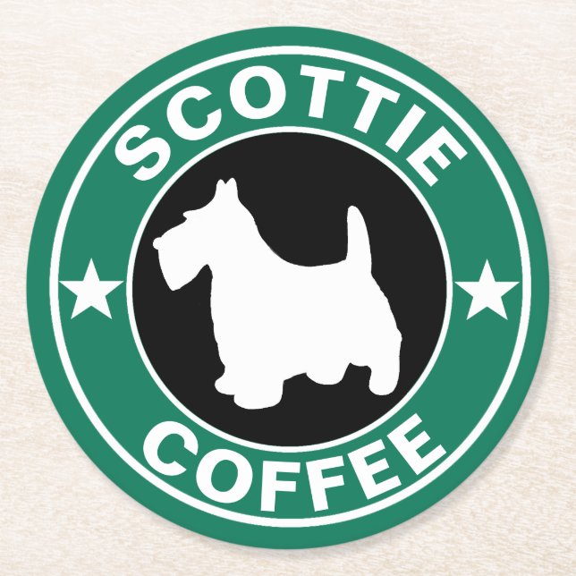 SCOTTIE Kaffee Runder Pappuntersetzer (Vorderseite)